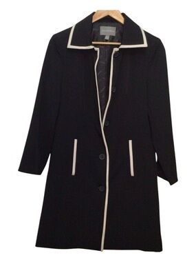 BEECHERS Brook Long black Blazer Jacket White ecru Pockets Small contemporary